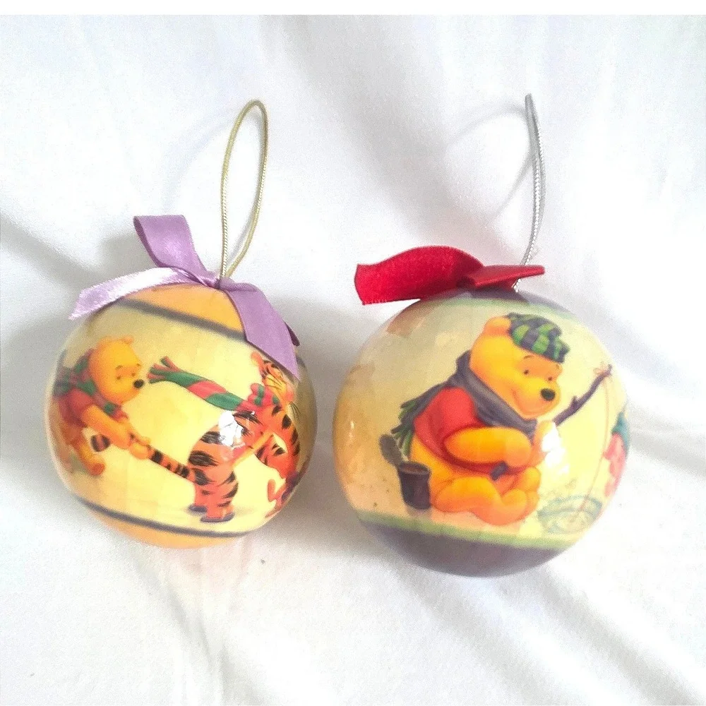 Vintage Disney Winnie the Pooh 7 Friends Christmas Paper Ornaments Set of 2